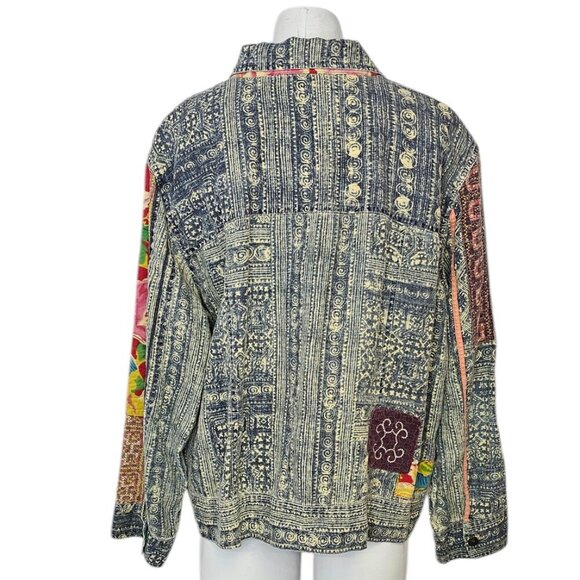 Chico's Womens 100% Linen Vintage Button Up Shacket, Patchwork, 3 / US Large - Picture 6 of 7